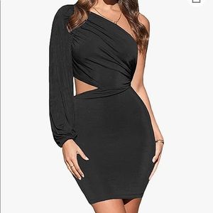 Black One shoulder body con mini dress